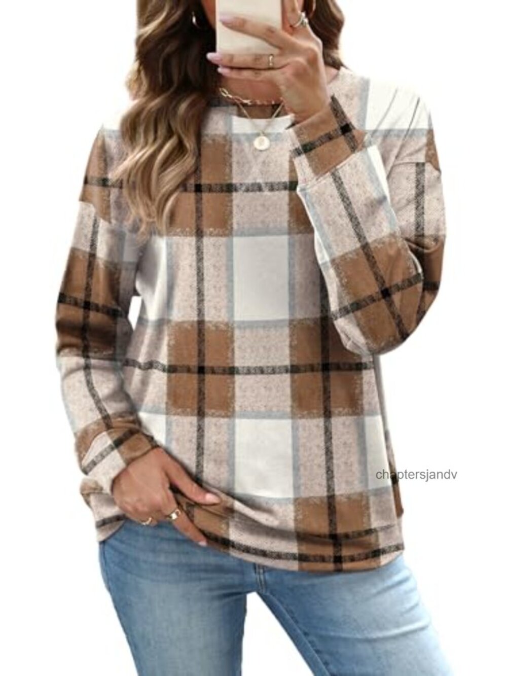 Crew Neck Long Sleeve Pullover Sweatshirt Relaxed Fit Casual Top